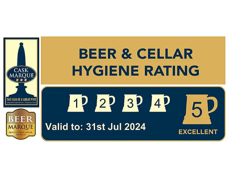 Cask Marque: Beer and Cellar Hygiene rating 5 out of 5